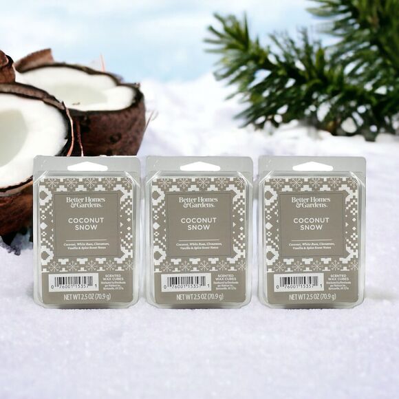 3-Pack BH&G COCONUT SNOW Wax Cube Melts Winter Holiday Food Tropical Christmas - Picture 2 of 16